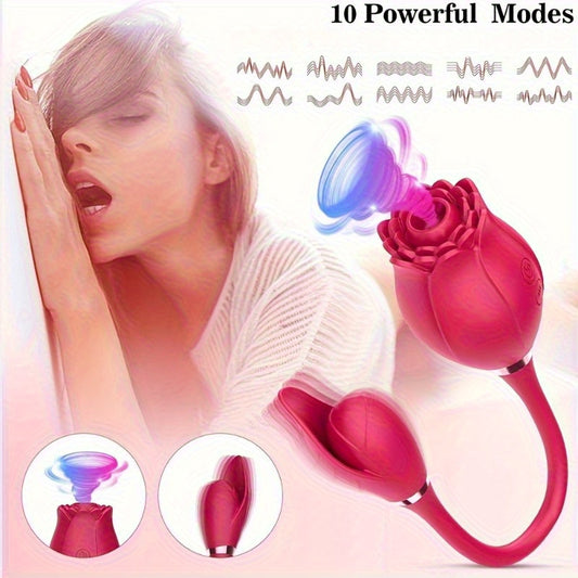 3-In-1 Rose Toy Vibrator, Dildo, Female Tongue Licking Stimulator, G-Spot, Dildo, Nipple Licking Device for Ladies, Valentine'S Day Gift, Gift for Girlfriends