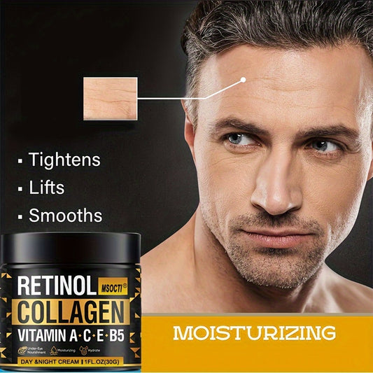Men's Facial Moisturizer - Collagen, Hyaluronic Acid, Vitamins E & A, Avocado Oil - After Shave Lotion - Moisturizes, Day & Night With Plant Squalane
