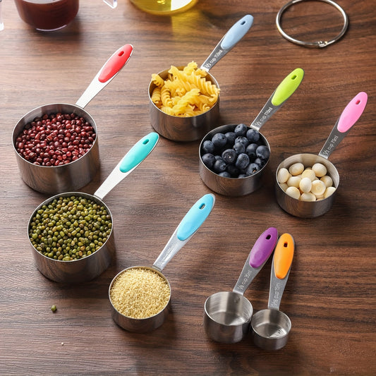 5pcs/8pcs/13pcs, Measuring Cups And Spoons, 8pcs Stainless Steel Measuring Cups, 5pcs Spoons, For Dry And Liquid Ingredient, Kitchen Gadgets, Kitchen Stuff, Kitchen Accessories, Home Kitchen Items