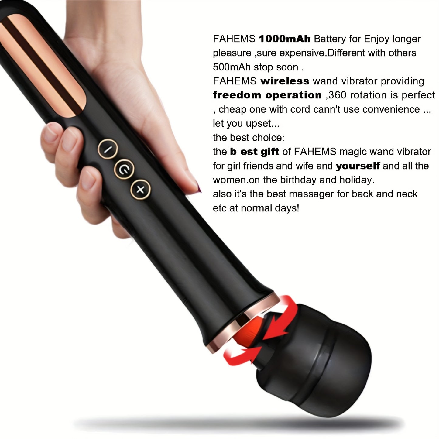 Magic AV Wand Vibrator for Women - USB Rechargeable, Powerful Clitoral & G-Spot Stimulation Massager with 10 Modes & 5 Speeds - Perfect Gift for Christmas, Halloween, Valentine's Day