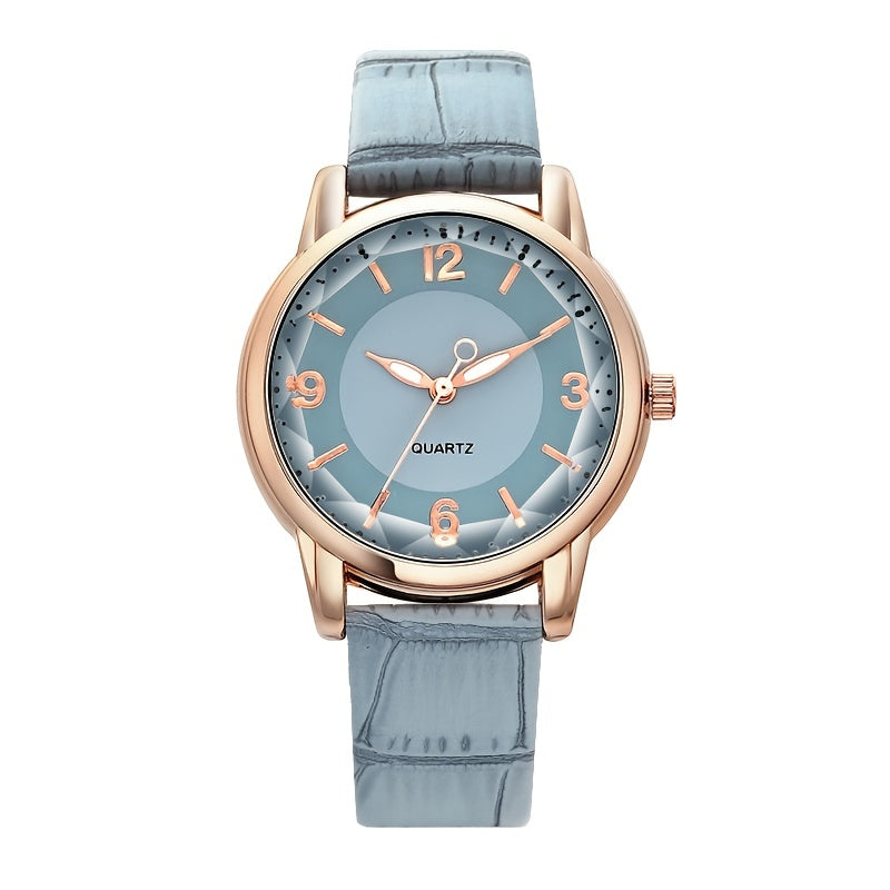 Elegant Women's Quartz Watch - Genuine Leather Strap, Water-Resistant, Versatile for All Occasions