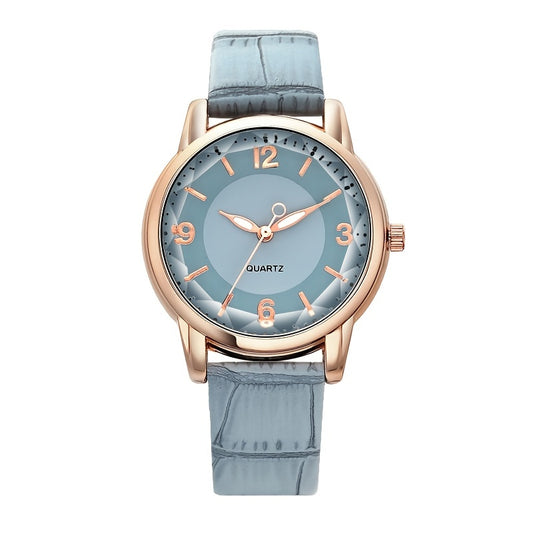 Elegant Women's Quartz Watch - Genuine Leather Strap, Water-Resistant, Versatile for All Occasions
