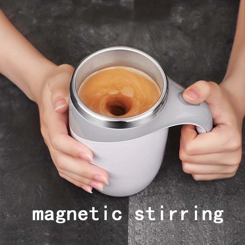 1pc, Marvelous Self-Stirring Mug - 13oz Stainless Steel Auto Mixing Coffee Cup for Hot Beverages - Magnetic, Insulated, Travel-Friendly Kitchen Essential for Office, Home, Summer, Winter Drinkware, and Home Kitchen Organizati