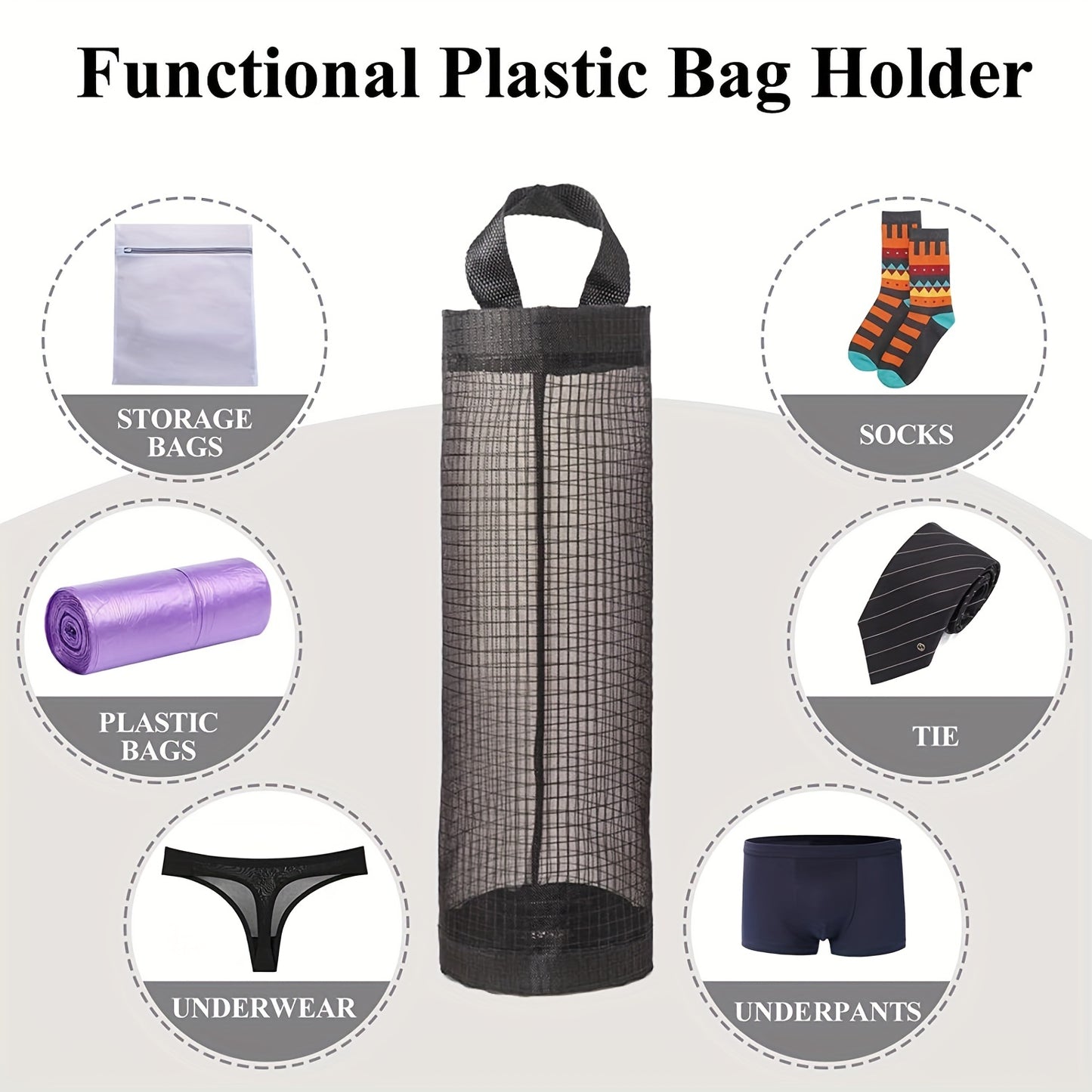 1pc Collapsible Plastic Bag Organizer - Convenient Grocery Bag Holder with Durable Mesh Storage, Foldable Garbage Bag Dispenser, Ventilated for Kitchen Freshness and Space-Saving Efficiency