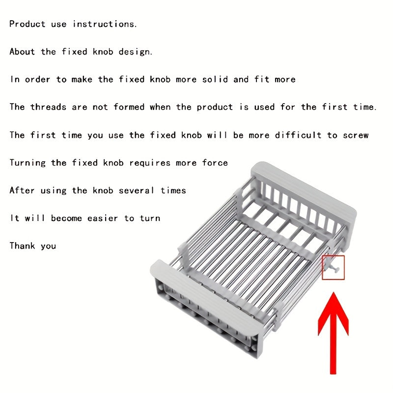 1pc, Sink Colander, Vegetable Sink Washing Basket, Fruit Drain Basket Rack, Stainless Steel Drain Basket, Strainer Basket, Adjustable Sink Rack, Multifunctional Colander, Kitchen Stuff, Kitchen Gadgets, Kitchen Accessories