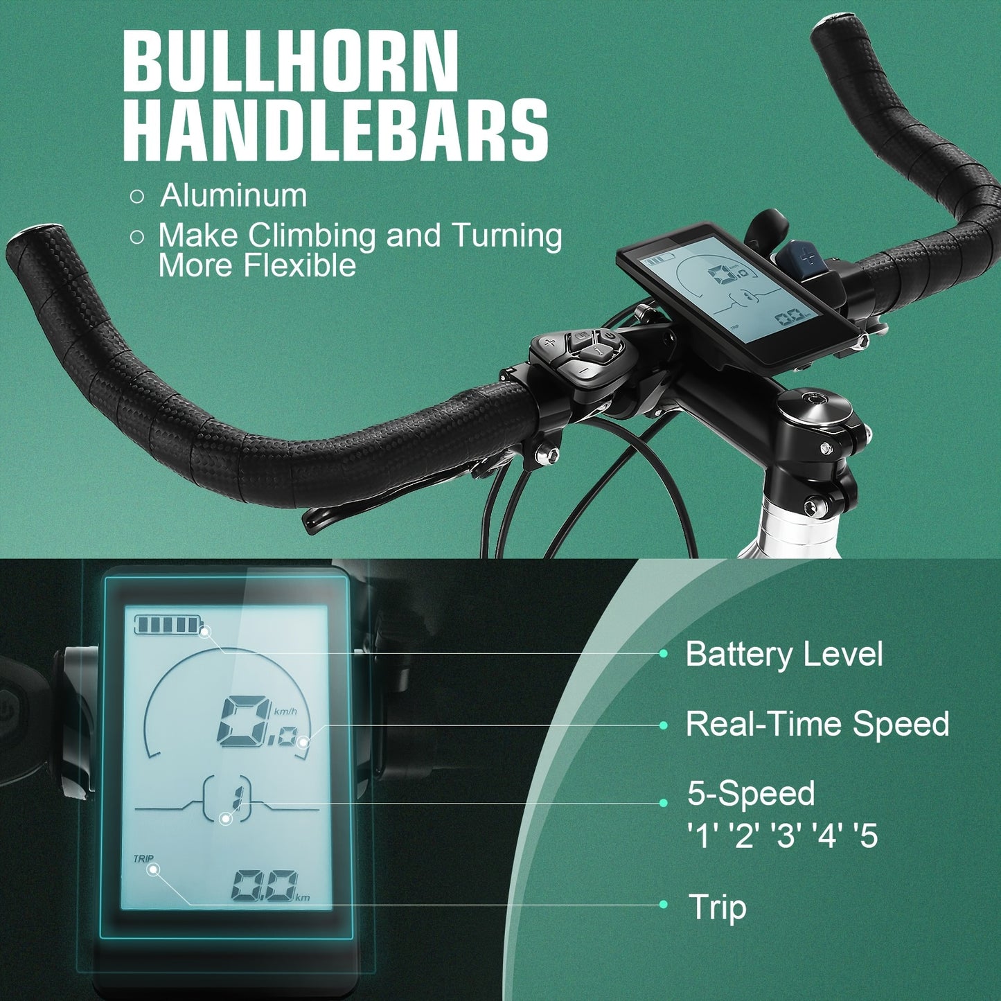 700C Tire Electric Road EBike 350W Motor Men Electric Bike With 36V 6.8Ah Battery, Electric Scooter With Front Rear Brakes, Electric Motorcycle 3 Hours Fast Charging, Lightweight Frame Dirt Bike For Adults, Bullhorn Handlebar