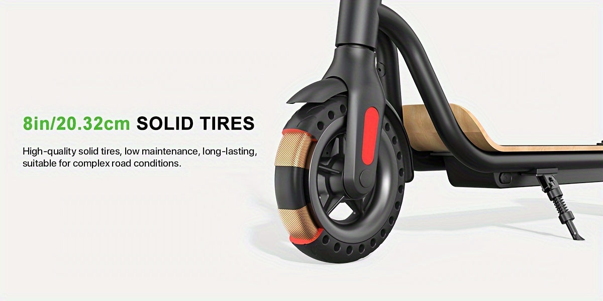 MEGAWHEELS S10 Lightweight & Foldable Electric Scooter With 8" Solid Wheels, Wood Pedal, 7.8AH Battery, Supports 25km/h Max Speed, 3 Speed Modes And 18-22km Long Range, The Electric Motor Scooter Is A Perfect Choice As Christ