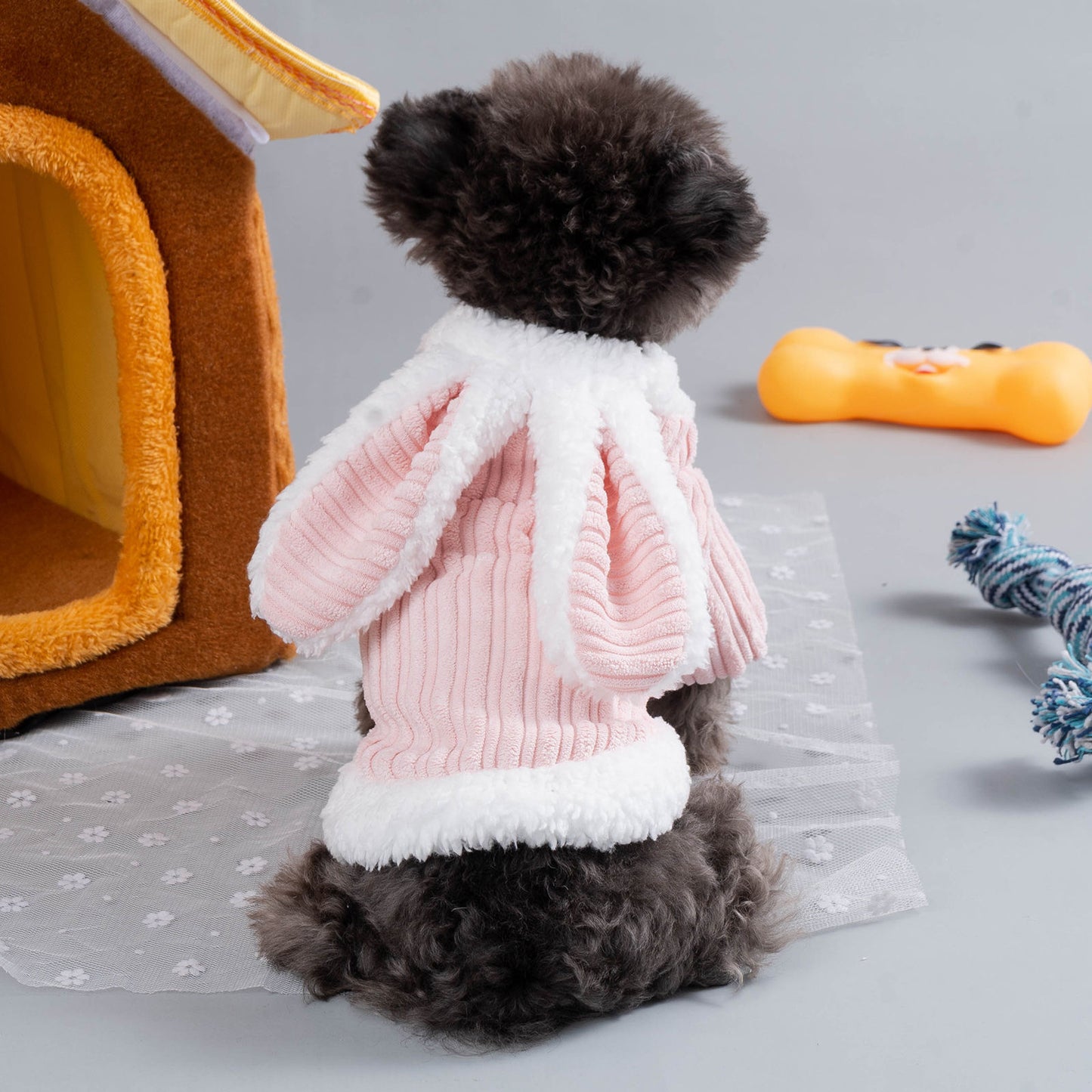 Cozy Pet Hoodie with Rabbit Ears - Soft, Warm, and Adorable Winter Wear for Dogs and Cats - Perfect for Outdoor Play and Snuggle Time!