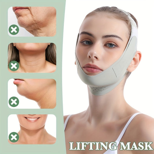 Upgraded Green Ice-Cool V-Line Face Mask - Ultra-Thin, Comfortable & Reusable Double Chin Reducer Strap | Breathable Facial Lifting Bandage for a More Youthful Look | Fragrance-Free, Ideal for Summer, Facial Skin Care