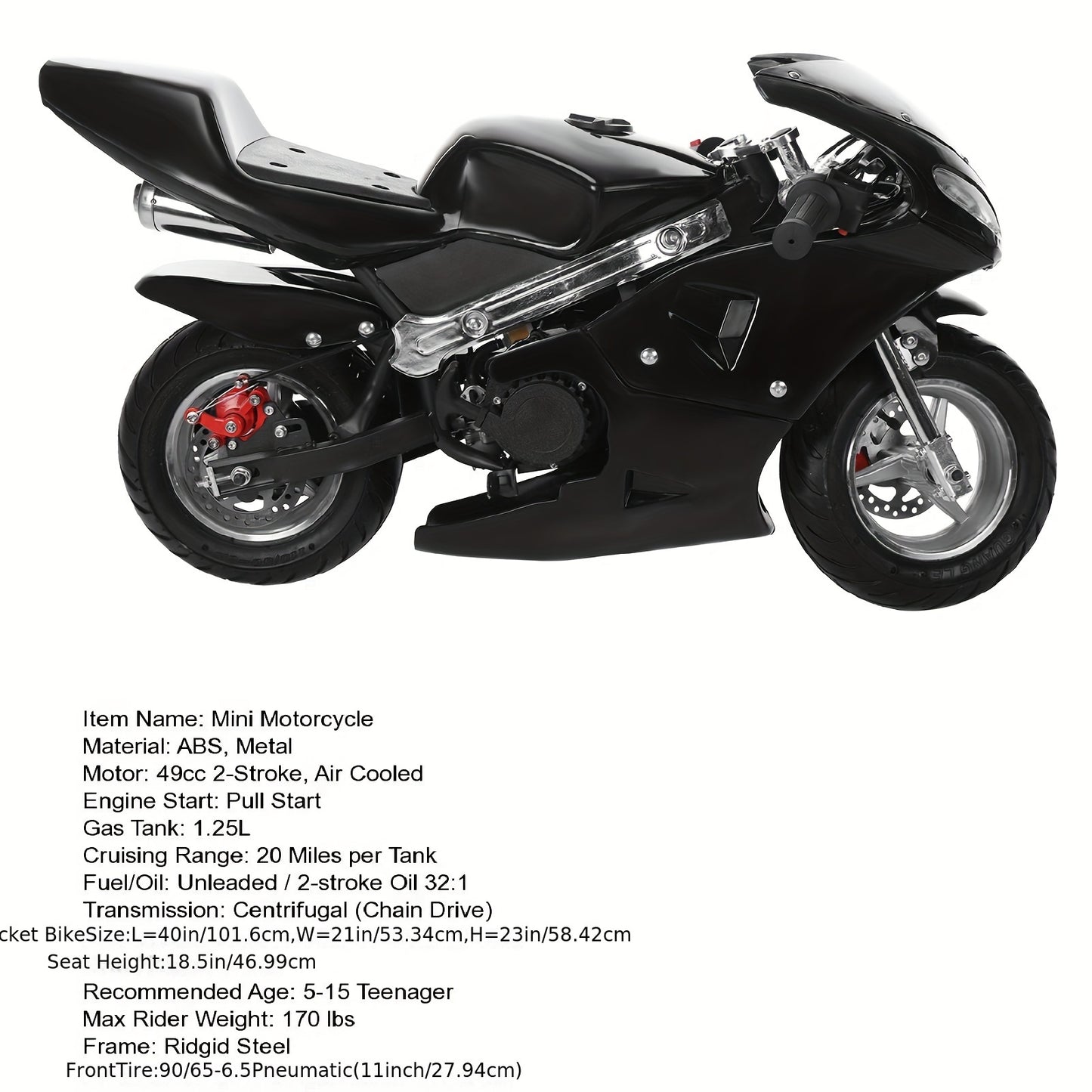 A 41.33* 23.62-inch 49cc mini two-stroke black scooter Mini Scooter, Mini Scooter, high brightness double headlights rubber handlebars black mini scooter powerful power 2 strokes