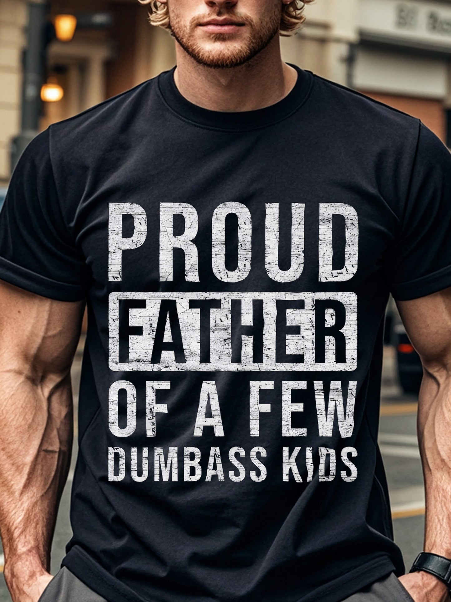 [Few Dumbass Kids Funny Dad] Proud Father Of A Few Dumbass Kids, Funny Dad Shirt, Dad Shirts Slight Stretch, Comfort Fit Crew Neck T-Shirt, Moisture-Wicking, Summer Fashion Outdoor Sports, Mens T Shirts, Casual Summer Tee, Ul