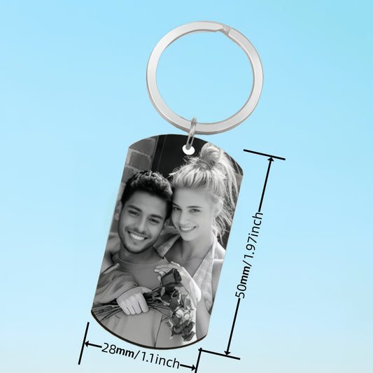 1pc Personalized Men's Keychain with Laser Engraved Photo - Perfect Gift for Father, Boyfriend, Girlfriend, or Lover
