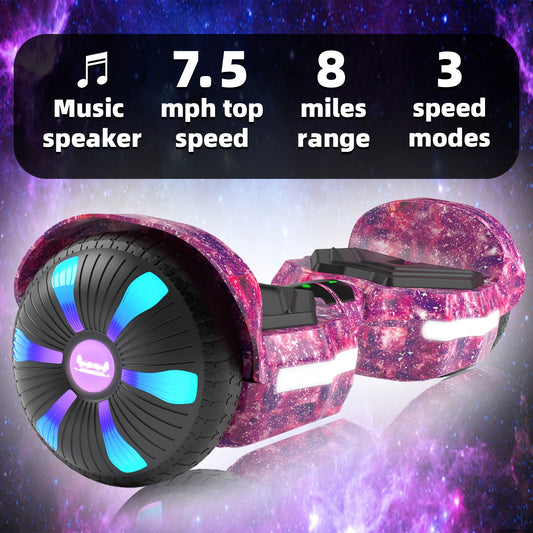 SIMATE K1 Hoverboard for All Ages - Self-Balancing Scooter with Vibrant LED Lights, 8 Speed Modes & Music Playback, Rechargeable Battery, Perfect for Youngsters, Teens & Adults - Ideal Gift for Holidays