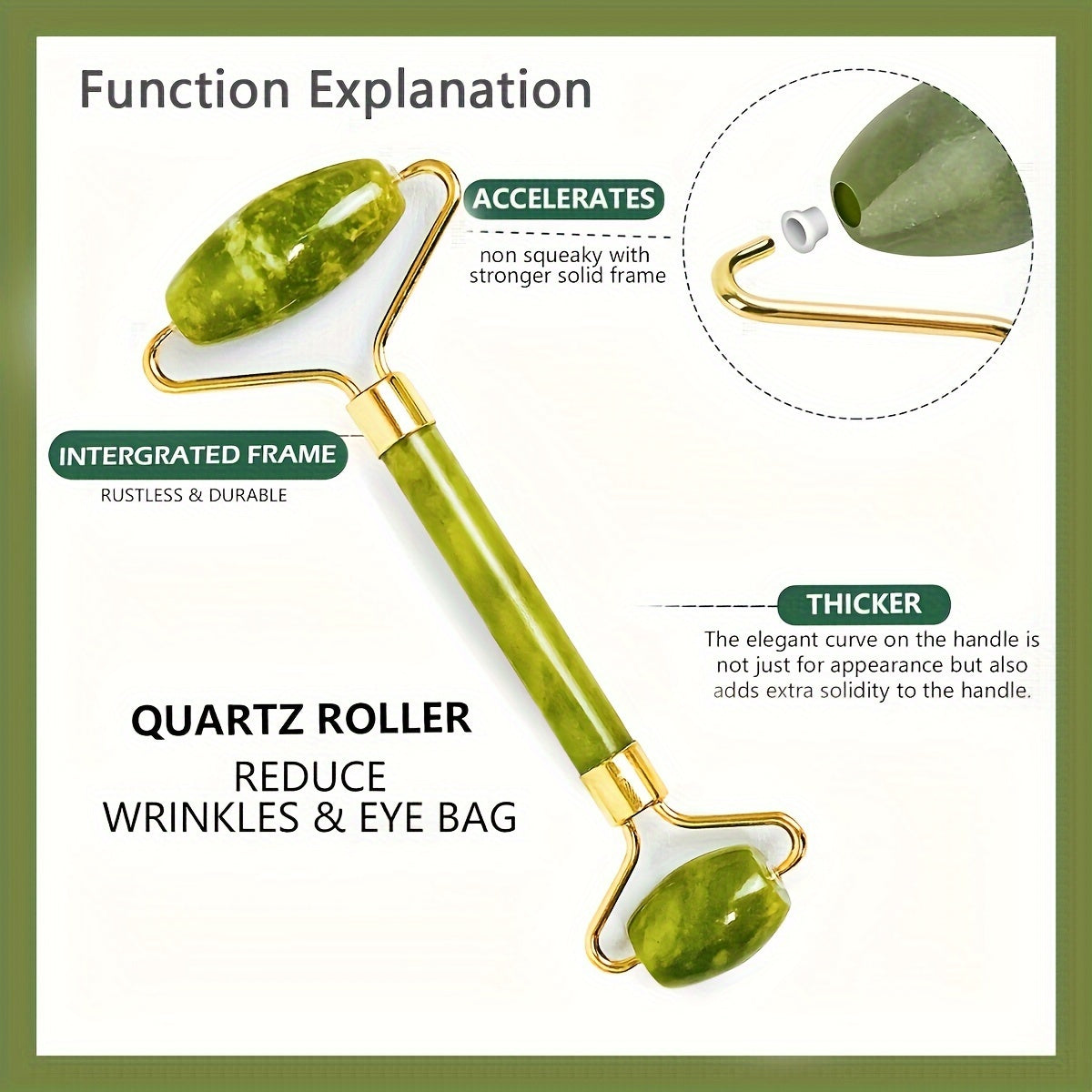 Facial and Eye Roller Massage Stick Non-Natural Pink Crystal Jade Roller Beauty Massager