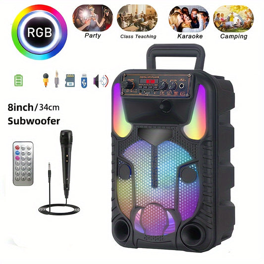 Portable speakers, portable speakers, outdoor speakers, support AUX/FM/USB/TF, with a microphone and a charging cable