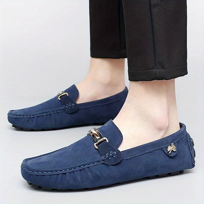 [Metallic Moccasin Loafer Shoes] Men's Moccasin Loafer Shoes With Metallic Decor, Comfy Non-slip Slip On Shoes, Men's Shoes, Spring And Summer