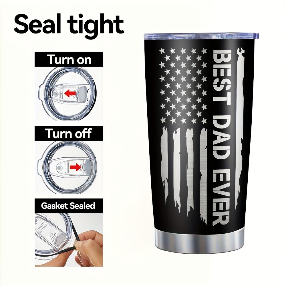 20oz Stainless Steel Tumbler with Lid And Straw Dual Wall Vacuum Insulated Water Bottle Ideal Gift for Dad - Heat & Cold Insulation