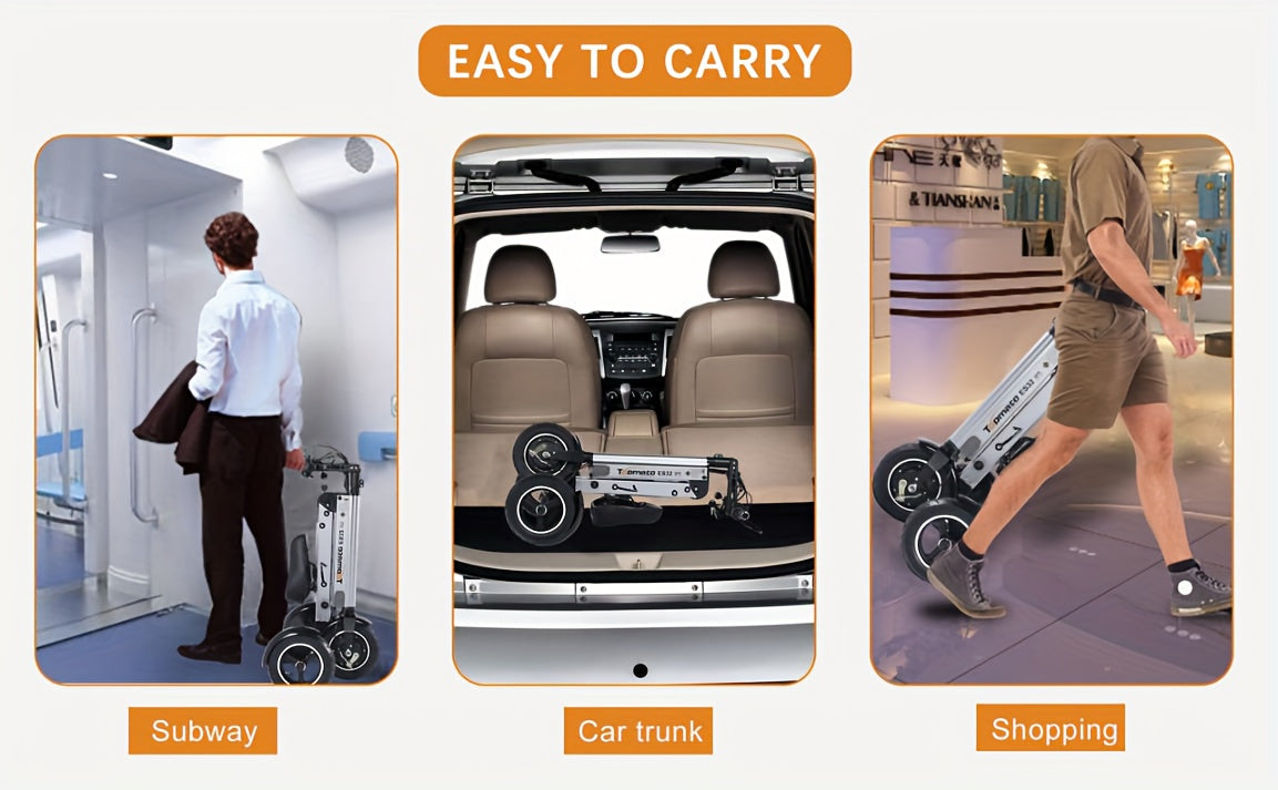 TopMate ES32 Electric Scooter 3 Wheels Foldable Trike with Seat for Adults, Light Weight Mobility with Reverse Function and Key Switch, 10 Inch Pneumatic Tires Tricycle for Commute and Travel