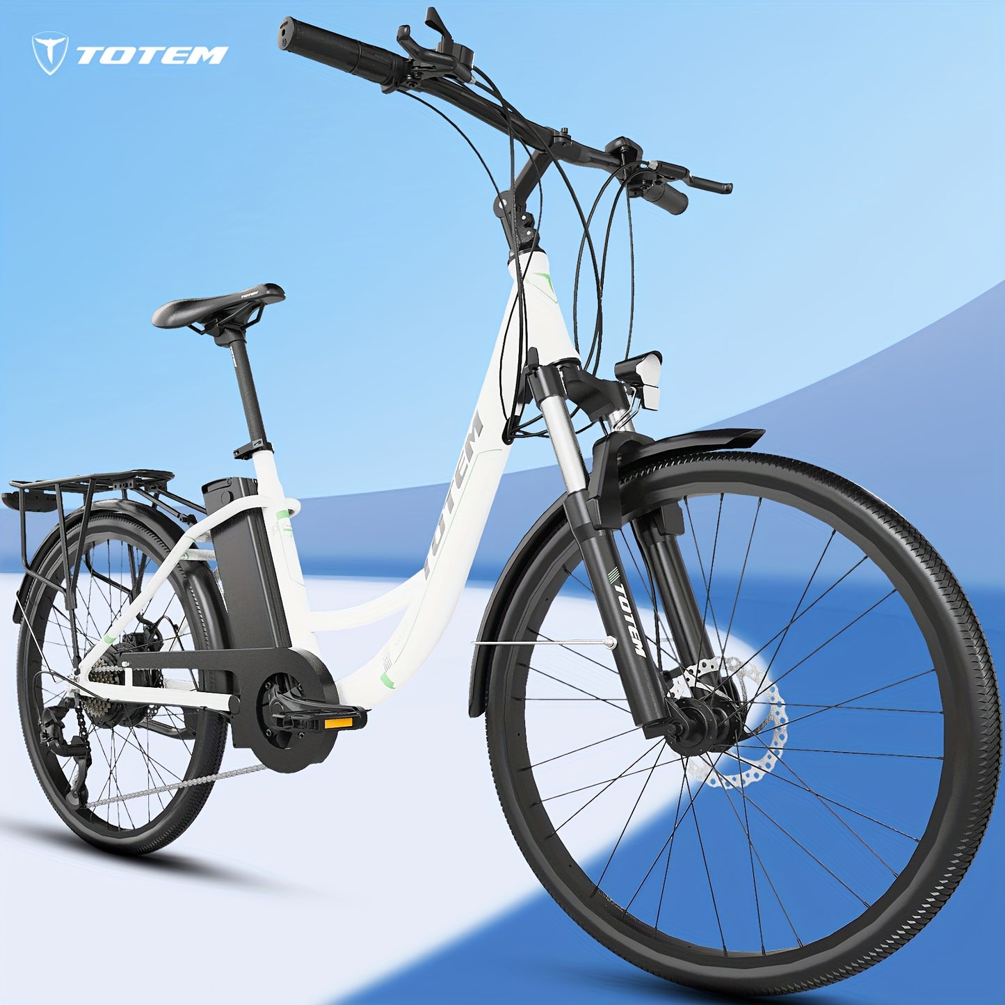 Totem Skyline 26" Electric Bike for Adults - 350W, Ideal for City Riding | 40-Mile Range, 20 MPH Top Speed, Fast Charge in 3H, 7-Speed Gears, Detachable Battery, Adjustable Seat