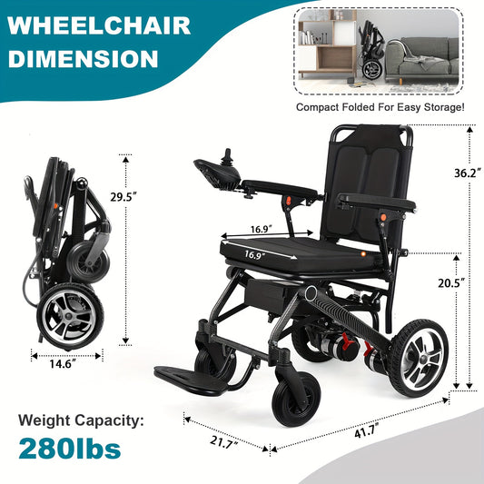 2024 Folding Electric Powered Scooters Wheelchair Lightweight Portable Smart Chair Personal Mobility Scooter Wheelchair, Travel Wheelchair for Senior, Supports 280LBS
