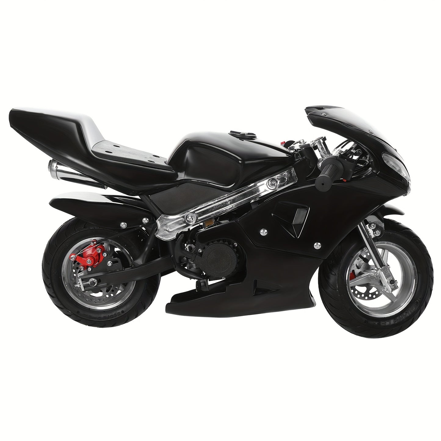 A 41.33* 23.62-inch 49cc mini two-stroke black scooter Mini Scooter, Mini Scooter, high brightness double headlights rubber handlebars black mini scooter powerful power 2 strokes