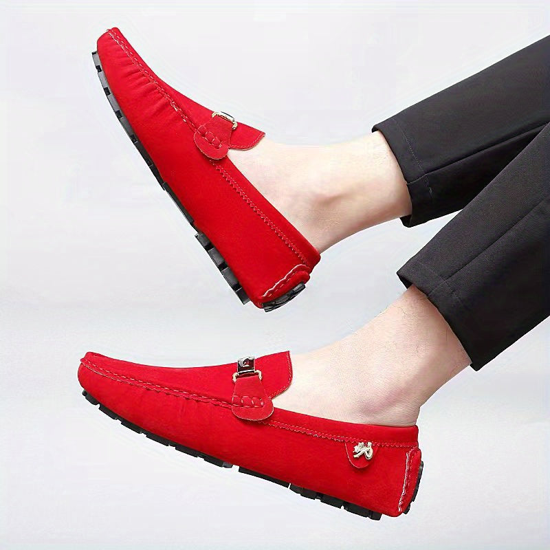 [Metallic Moccasin Loafer Shoes] Men's Moccasin Loafer Shoes With Metallic Decor, Comfy Non-slip Slip On Shoes, Men's Shoes, Spring And Summer