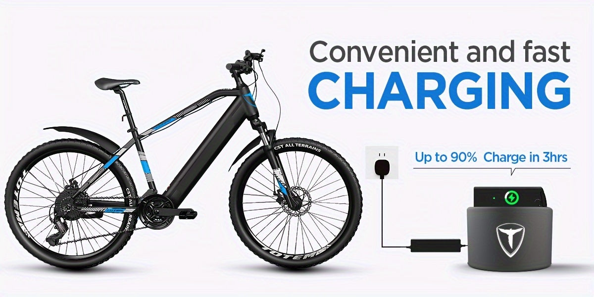 Volcano 27.5" 500W Electric Bike for Adults - High-Speed, Long-Range with Removable 48V 10.4Ah Battery, 21-Gear & MLO Suspension Fork - Perfect Gift for Men on Holidays & Special Occasions, TOTEM