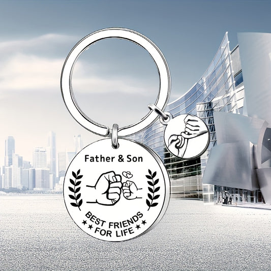 Dad Keychain Gifts From Son Stainless Steel Key Chain Ring Father & Son Best Friends For Life Key Chain Birthday Father's Day Gift For Dad Father Papa