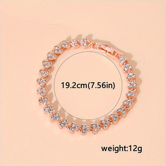 2pcs Women Watches Bracelet Golden Tone Alloy Quartz Watch Stylish Rhinestone Bling Dress Watch Wristwatches, For Xmas