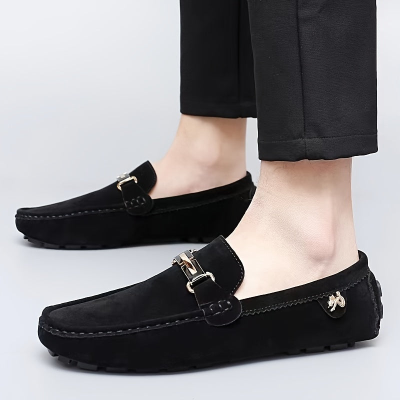 [Metallic Moccasin Loafer Shoes] Men's Moccasin Loafer Shoes With Metallic Decor, Comfy Non-slip Slip On Shoes, Men's Shoes, Spring And Summer