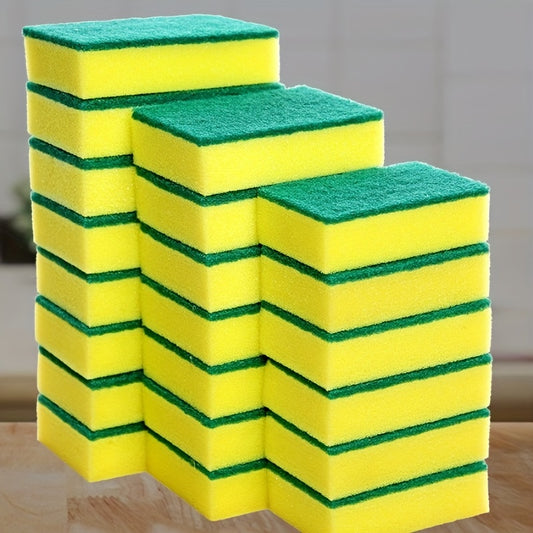 5/10pcs, Dishwashing Sponge, Scouring Pad, Dishwashing Cloth, Kitchen Double-sided Cleaning Brush Pot Brush Bowl Sponge Block, Household Dishwashing Sponge Wipe