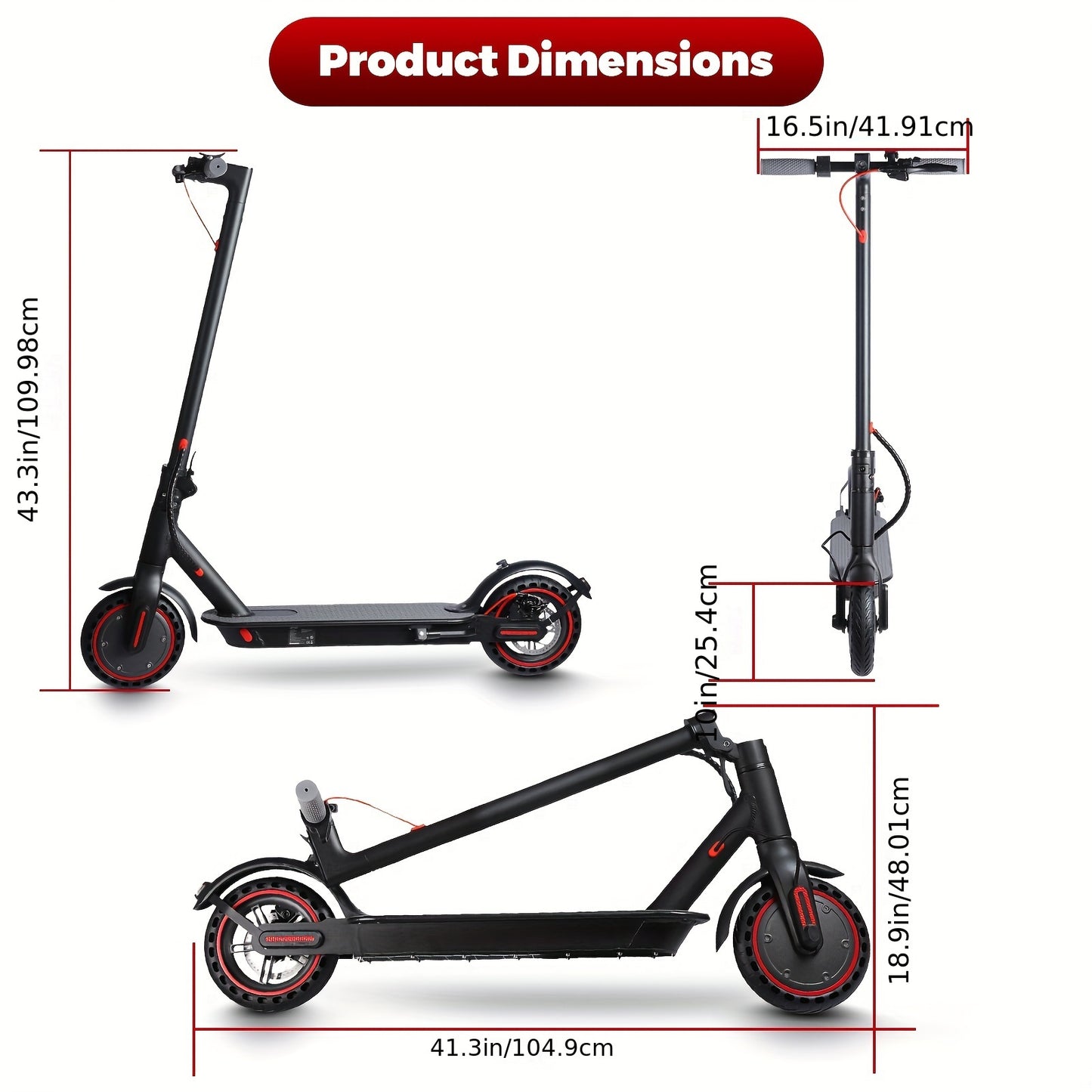 J3 Electric Scooter - Range of up to 20 Miles, Tire of 8.5'', Motor Power Ranges from 350W, Max Speed of 20 MPH, Foldable Commuting Scooter for Adults with Dual Braking System