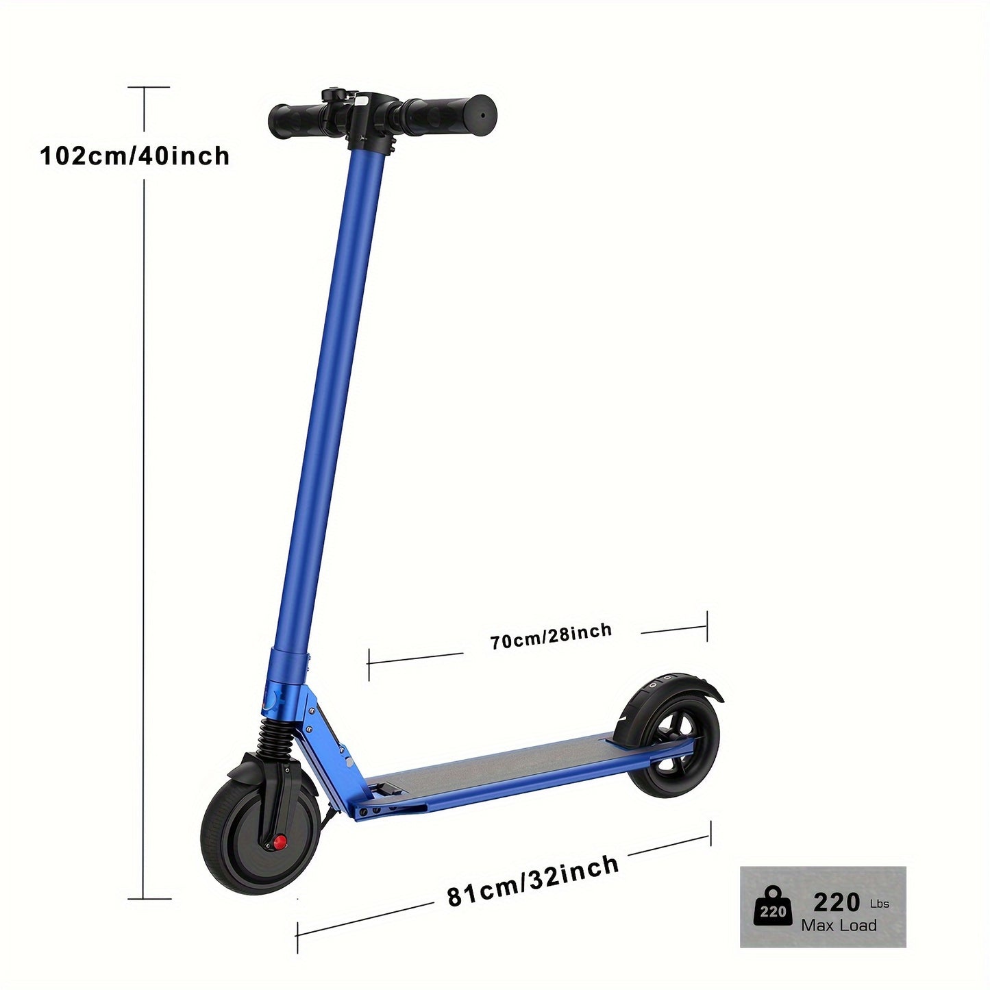 CAROMA 250W Portable Folding Electric Scooter, Range Of 15.5 Miles, 15.5 Miles Per Hour, 6.5-inch Solid Tires, Adult Commuting Electric Scooter, Electronic Brake, Maximum Load Of 220 Pounds