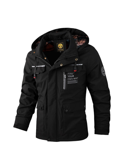 Men's Fashion Casual Windbreaker Bomber Jacket Coat, Outdoor Waterproof Thin Jacket For Spring & Fall