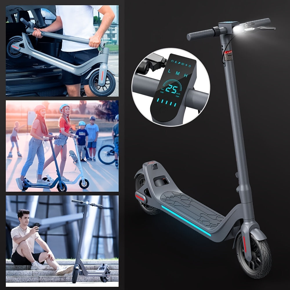 LEQISMART A8 Plus - 350W High-Powered Electric Scooter for Adults with 9" Solid Tires, Dual Brakes, Foldable Design, Max 28 Miles Long-Range Commuting, and Safety Features