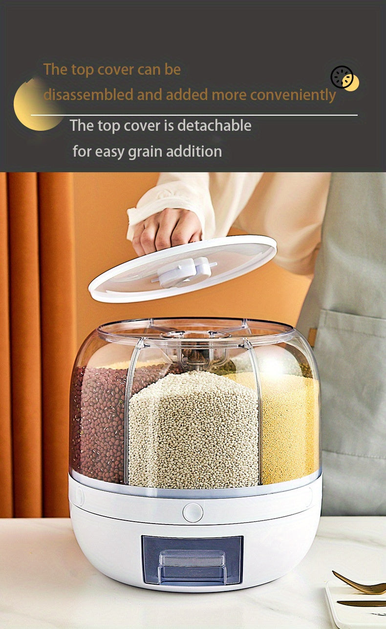 1PC Rotating Food Dispenser, Household 7.72 LB Rice Barrel, Cereal Jar, Divided Sealed Cans, Food-grade Rice Tank, Kitchen Supplies