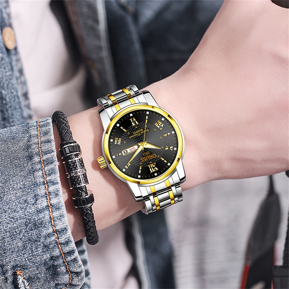 [Double Calendar Men's Watch] High-Grade Double Calendar Men's Watch - Business Sports Leisure Fashion Trend Durable