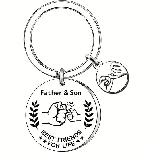 Dad Keychain Gifts From Son Stainless Steel Key Chain Ring Father & Son Best Friends For Life Key Chain Birthday Father's Day Gift For Dad Father Papa