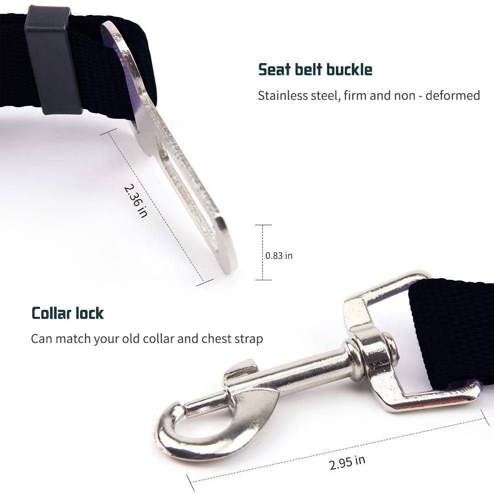 1pc Adjustable Retractable Pet Seat Belt for Cars - Keep Your Pet Safe and Secure on the Road