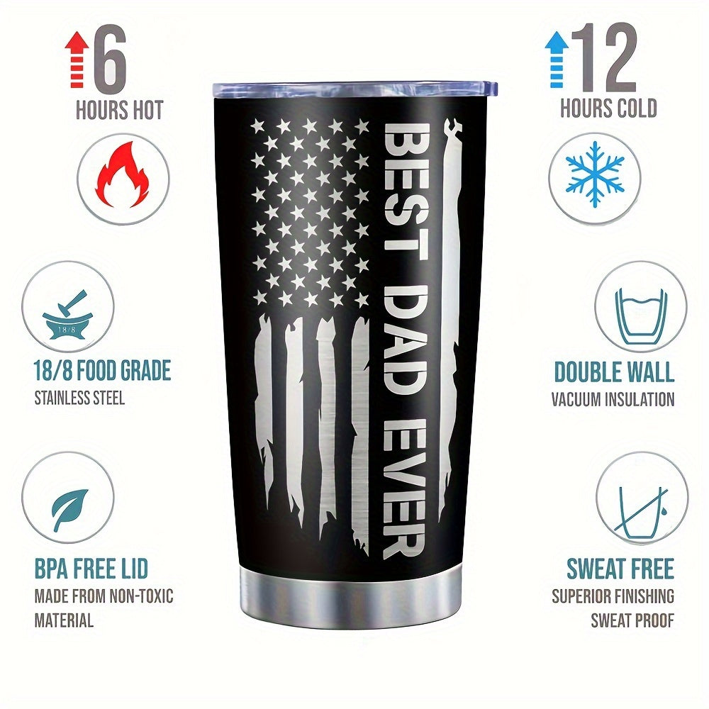 20oz Stainless Steel Tumbler with Lid And Straw Dual Wall Vacuum Insulated Water Bottle Ideal Gift for Dad - Heat & Cold Insulation