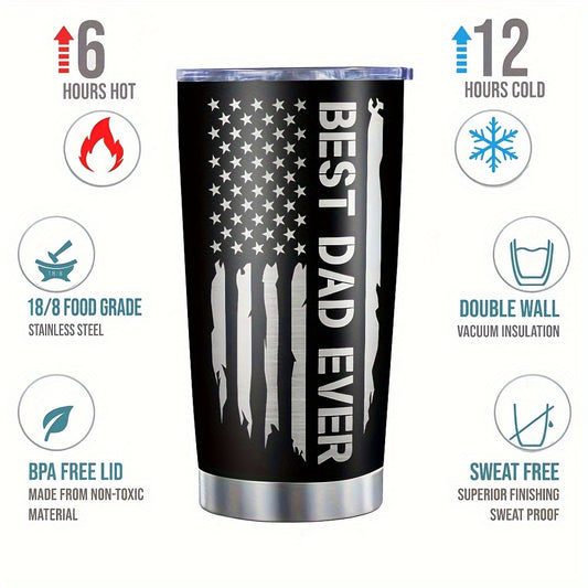 20oz Stainless Steel Tumbler with Lid And Straw Dual Wall Vacuum Insulated Water Bottle Ideal Gift for Dad - Heat & Cold Insulation