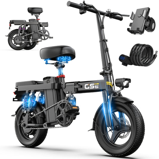UPlee Ebikes For Adults, 500W Motor, 20MPH 30Miles Range Electric Bike For Adults, 48V 15AH Battery Mini Folding E Bike, 14" Tires, Lightweight Adult Electric Bicycles For City Commute, Travel Mobility Scooter