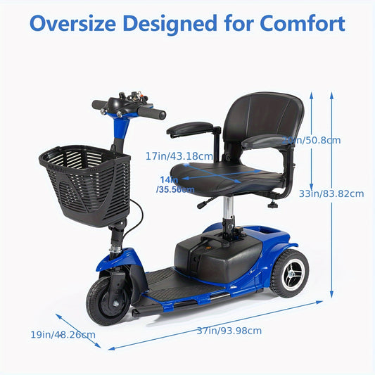 BMBMT 3 Wheel Electric Mobility Scooter With Basket And Light, High-Performance Folding Electric Scooter, Mobility Scooter Foldable For Adults, 20 Km Long Range, Maximum Speed 6km/h, Motor Power-180W