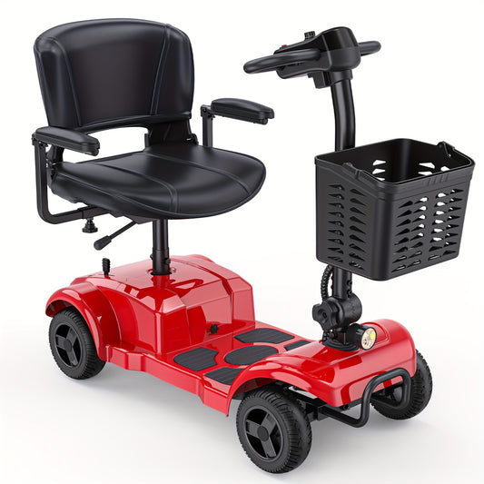 ENGWE Folding 4-Wheel Electric Mobility Scooter, 250W 24V Motor, Electric Scooter With 15 Miles Long Range For Adults, Detachable Basket & Front Light, 265lbs Max Load, Great Birthday & New Year Gift, Various Road Conditions,