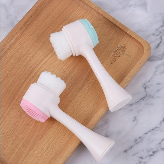 Facial Cleansing Brush, Double-sided Cleaning Tool, Soft Bristle Exfoliator, Cleaner Brush, Scrub Exfoliating Facial Brush For Face Care Makeup Skincare Removal