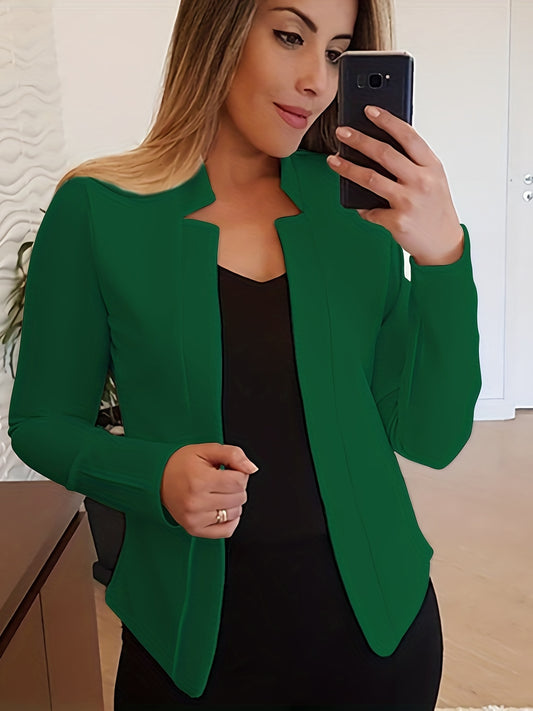Solid Split Open Front Blazer, Elegant Long Sleeve Blazer, Elegant & Stylish Tops For Office & Work, Women's Clothing