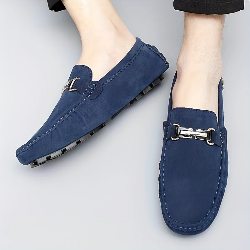 [Metallic Moccasin Loafer Shoes] Men's Moccasin Loafer Shoes With Metallic Decor, Comfy Non-slip Slip On Shoes, Men's Shoes, Spring And Summer