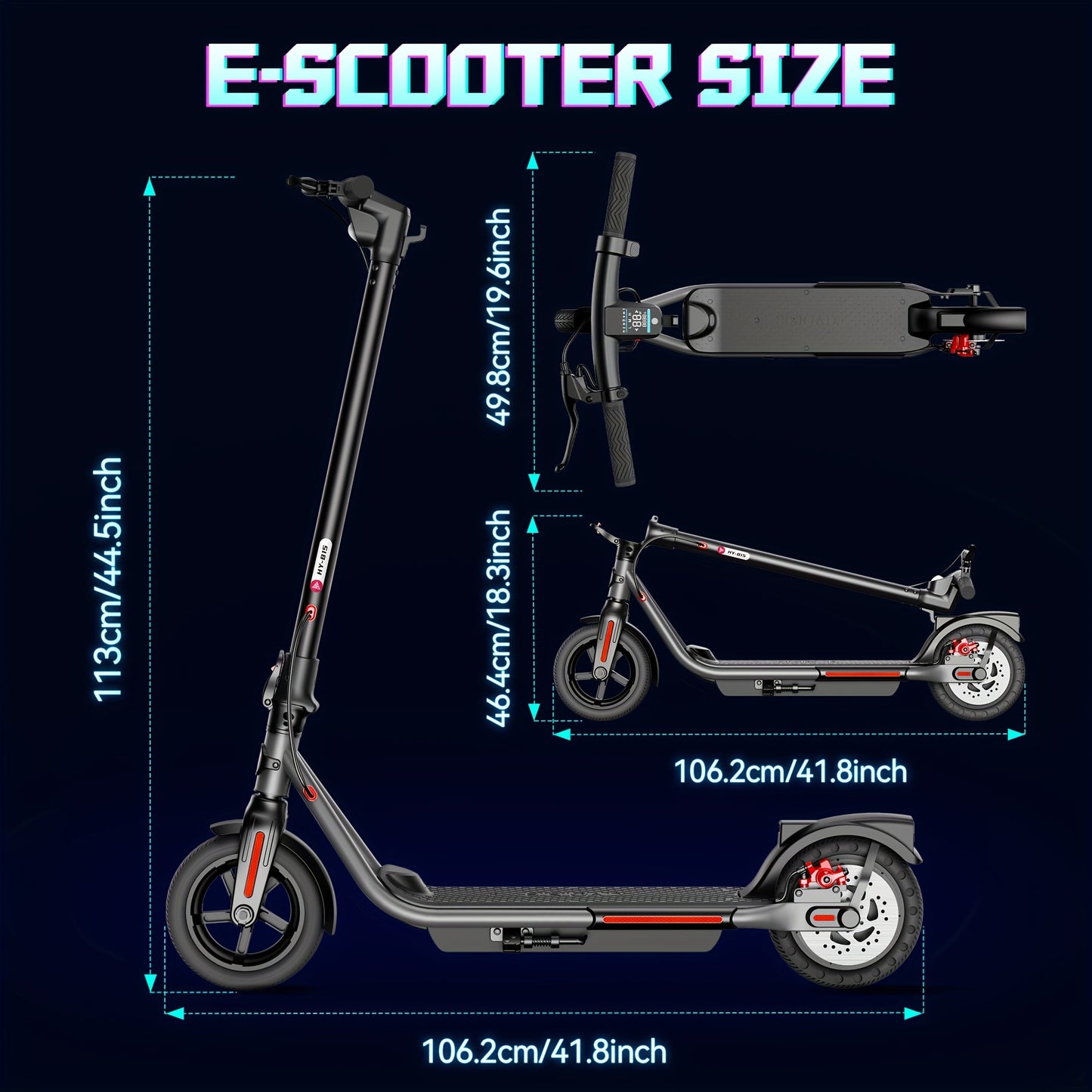 SISIGAD Folding Electric Scooter, 8.5" Solid Tires, 300W Electric Scooter with 15 Miles Long Range, 15MPH Speed Foldable Commuting E-Scooter for Adults