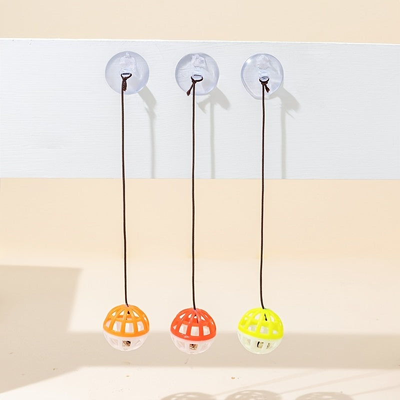 Vacuum Bell Bouncy Ball Pet Supplies Cat Toy Colorful Plastic Sound Bell Interactive Self-Entertaining Ball Random Color