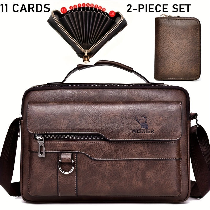 1/2pcs WEIXIER Spring And Summer New Shoulder Bag Messenger Bag, Handbag Casual Fashion PU Material Gift For Father/ Anniversary
